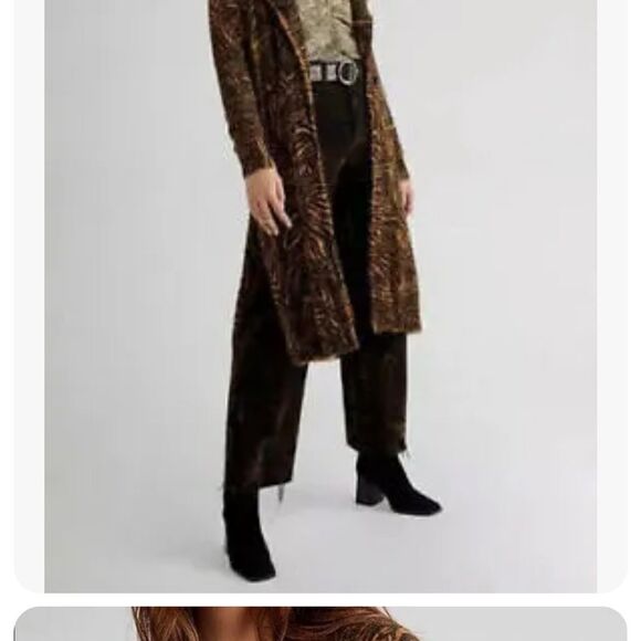 Free People Long Animal Cardi in a tiger print outer shell size S - Picture 11 of 12
